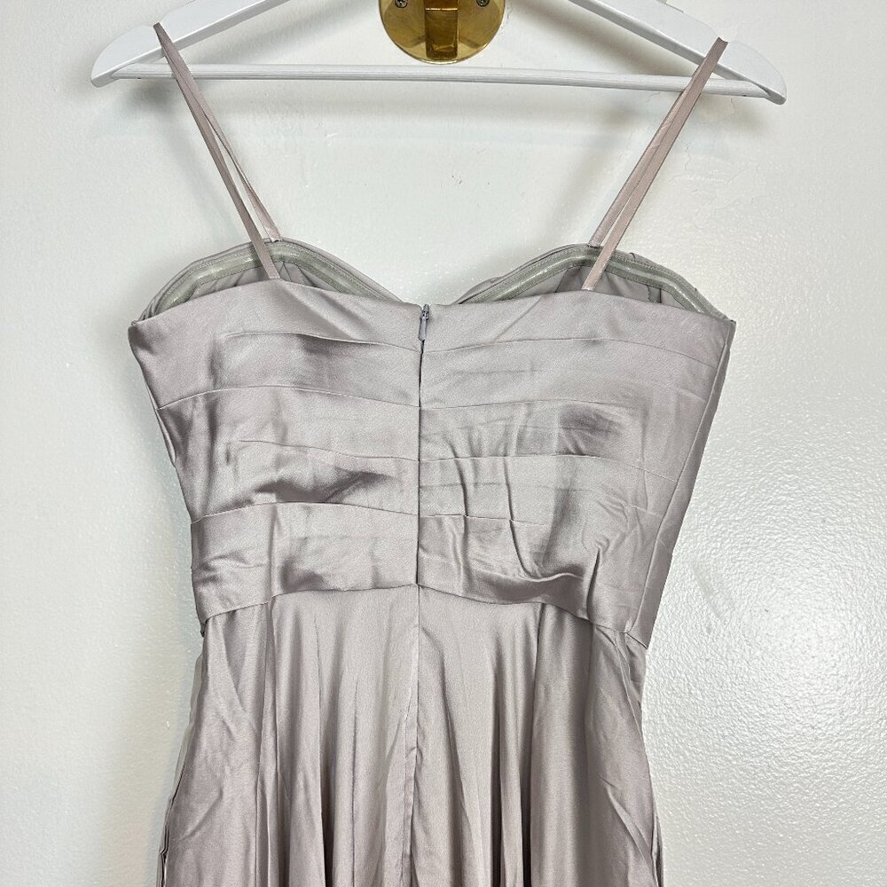 LA FEMME Strapless Slit Satin Ballgown in Silver Size US 2 - Picture 7 of 8